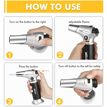 TBTeeK Butane Torch with Safety Lock & Adjustable Flame - 2Pack