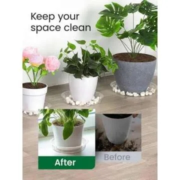GROWNEER 15 Pack of 6, 8, 10 Inches Clear Plant Saucers Flower Pot Trays, with 15 Pcs Plant Labels, Plastic Plant Drip Trays for Indoor Outdoor Plants Garden, 5pcs of Each Size