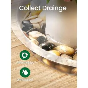 GROWNEER 15 Pack of 6, 8, 10 Inches Clear Plant Saucers Flower Pot Trays, with 15 Pcs Plant Labels, Plastic Plant Drip Trays for Indoor Outdoor Plants Garden, 5pcs of Each Size