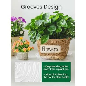 GROWNEER 15 Pack of 6, 8, 10 Inches Clear Plant Saucers Flower Pot Trays, with 15 Pcs Plant Labels, Plastic Plant Drip Trays for Indoor Outdoor Plants Garden, 5pcs of Each Size