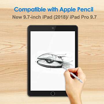 JETech Screen Protector for iPad (9.7-Inch, 2018/2017 Model, 6th/5th Generation), iPad Air 1, iPad Air 2, iPad Pro 9.7-Inch, Tempered Glass Film