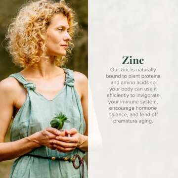 Global Healing USDA Organic Zinc Liquid Supplement - Pure Vitamin Drops for Immune System Boost, Hor...