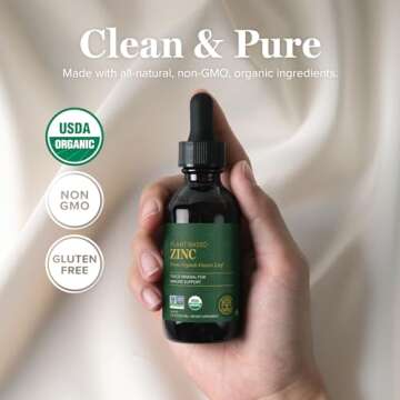 Global Healing USDA Organic Zinc Liquid Supplement - Pure Vitamin Drops for Immune System Boost, Hormone Balance, and Healthy Aging - Vegan-Friendly, Non-GMO - 2 Fl Oz