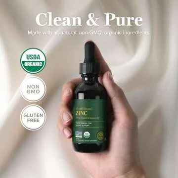 Global Healing USDA Organic Zinc Liquid Supplement - Pure Vitamin Drops for Immune System Boost, Hormone Balance, and Healthy Aging - Vegan-Friendly, Non-GMO - 2 Fl Oz