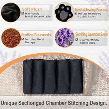 Large Microwave Heating Pad with Washable Cover 21 * 12" Microwavable Heating Pads for Cramps, Back, Neck Shoulder Pain Relief, Cordless Weighted Moist Heat Pack, Black Cat