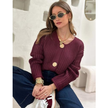 Yimoon Women's Cropped Knit Cardigan - Chic & Cozy