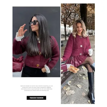 Yimoon Women's Cropped Knit Cardigan - Chic & Cozy