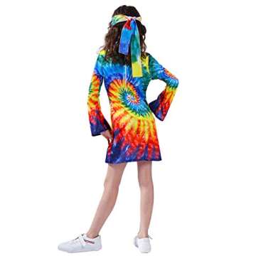 KalcyKizz Girl's Hippie Dress Children 60s 70s Flower Power Costumes (S)