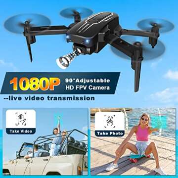 Mini Drone with Camera for Adults Youth - 1080P HD FPV Camera Drones with 90° Adjustable Lens, Gest...
