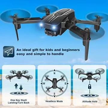 Mini Drone with Camera for Adults Youth - 1080P HD FPV Camera Drones with 90° Adjustable Lens, Gestures Selfie, One Key Start, 360° Flips, Toys Gifts RC Quadcopter for Boys Girls with 2 Batteries
