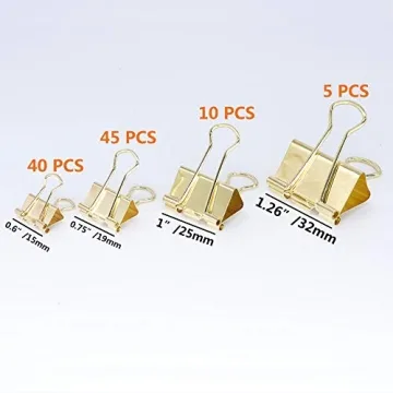 YOPINK Binder Clips - Stylish Gold Paper Clamps - 100 Pcs