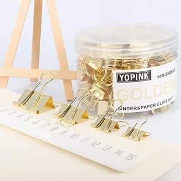 YOPINK Binder Clips - Stylish Gold Paper Clamps - 100 Pcs