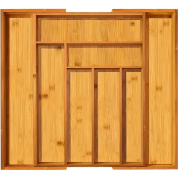 Utopia Kitchen Silverware Organizer, Expandable Bamboo Utensil Drawer Organizer, Kitchen Drawer Orga...