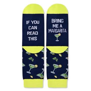 HAPPYPOP Margarita Gifts for Women Men - Drink Socks for Margarita Lovers, If You Can Read This Socks