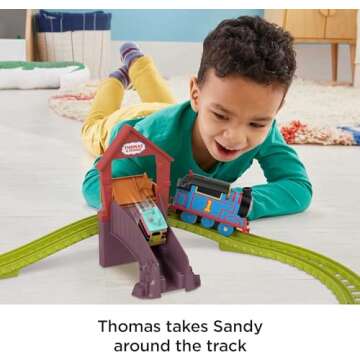 Thomas & Friends Motorized Toy Train Set Fix 'em Up Friends with Carly the Crane, Sandy the Rail Speeder & Thomas for Preschool Kids Ages 3+ Years ​