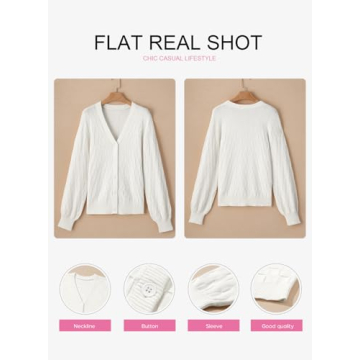 EVALESS Cardigan Sweaters for Women 2024 Fashion Trendy Lightweight Fall Cropped Chunky Checkered Knit Long Sleeve Open Front Cardigans Tops Outfits,White Small