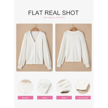 EVALESS Cardigan Sweaters for Women 2024 Fashion Trendy Lightweight Fall Cropped Chunky Checkered Knit Long Sleeve Open Front Cardigans Tops Outfits,White Small