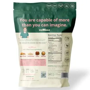 wellious Clean Vegan Protein Powder Chocolate - Organic Plant Based Protein Powder Dairy Free for Gu...