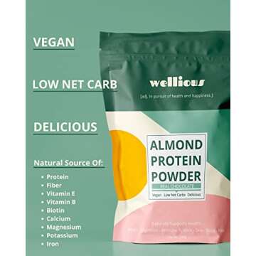 wellious Clean Vegan Protein Powder Chocolate - Organic Plant Based Protein Powder Dairy Free for Gut Health, No Sodium, High Fiber, Keto Friendly, Non Dairy, Lactose Free Protein Powder