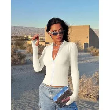 OQQ Women's Stretch Fitted Long Sleeve Tops for All Occasions