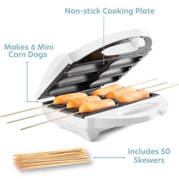 Corn Dog Maker- Perfect Hot Dogs on a Stick, Mozzarella Cheese Sticks, Cake Pops- Includes 50 Skewer...