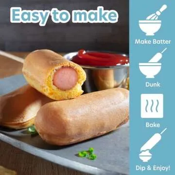 Corn Dog Maker- Perfect Hot Dogs on a Stick, Mozzarella Cheese Sticks, Cake Pops- Includes 50 Skewers & Recipes, Easy to Use Electric Nonstick Food Baker For Parties, Fryer for 6 Mini Treats, Fun Gift