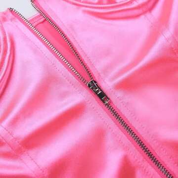 Velius Women's Sexy Deep V Neck Front Zipper Shiny Tank Tops Underwire Bodysuit (Medium, White)