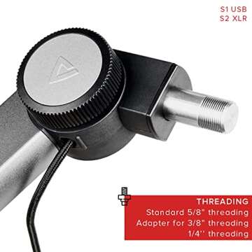 THRONMAX Caster Adjustable Microphone Boom Arm Stand for Streaming and Podcasting