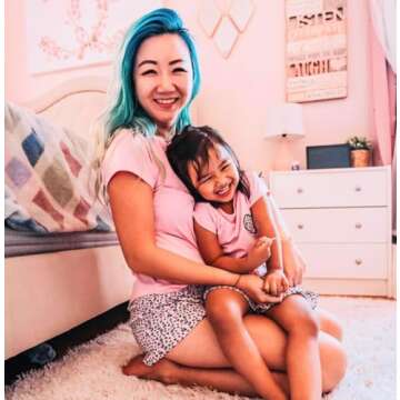 Pink Cheetah Mommy and Me Outfits Matching Mom Daughter Mothers Day Clothing Shirts Shorts Set (M)