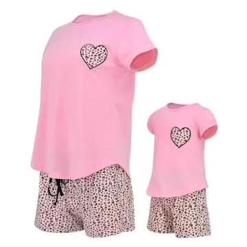 Pink Cheetah Mommy and Me Outfits Matching Mom Daughter Mothers Day Clothing Shirts Shorts Set (M)