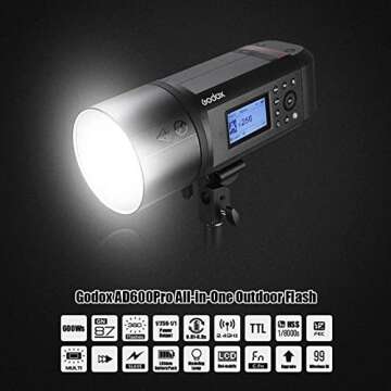 Godox AD600 Pro AD600Pro Outdoor Flash Strobe Light, 600Ws TTL Studio Flash Monolight, 2.4G 1/8000s HSS Speedlite, Powerful Li-ion Battery, Compatible for Canon Nikon Sony FUJIFILM Olympus Panasonic