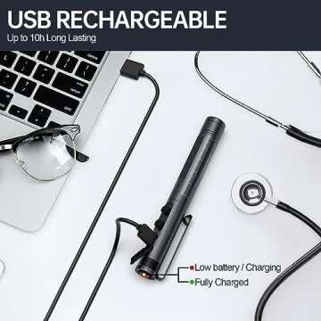 RISEMART Pen Light for Nurse, Rechargeable LED Medical PenLight, Warm/Cool White & Stepless Dimming,...