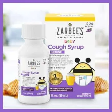 Zarbee's Baby Cough Syrup + Immune with Honey, Natural Grape Flavor, 2 Fl Oz