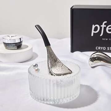 Pfefe Ice Globes Facial Skin Care Tools for Women Face Eyes, Stainless Steel Face Beauty Cryo Sticks for Girls Ladies, Esthetician Supplies Cooling Spa Globes Cold Roller with Storage Case