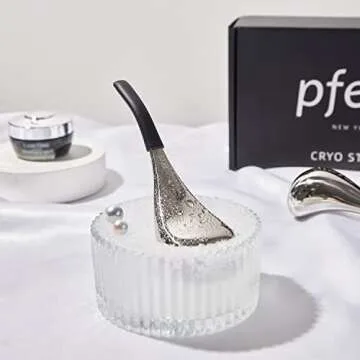 Pfefe Ice Globes Facial Skin Care Tools for Women Face Eyes, Stainless Steel Face Beauty Cryo Sticks for Girls Ladies, Esthetician Supplies Cooling Spa Globes Cold Roller with Storage Case