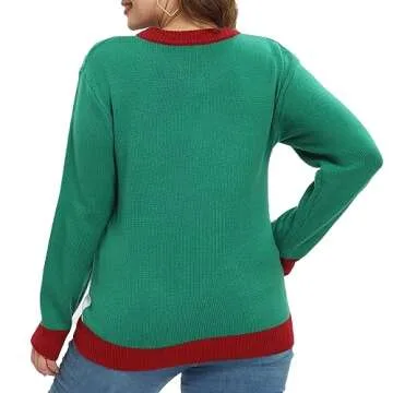 IFFEI Women Men Ugly Christmas Sweater Santa Funny Print Unisex Xmas Crewneck Knitted Pullover Sweaters Green-Santa L