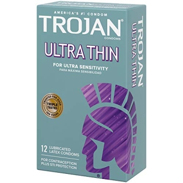 Trojan Ultra Thin Premium Condoms 12 Count for Intimacy