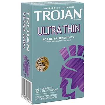 Trojan Ultra Thin Premium Condoms 12 Count for Intimacy