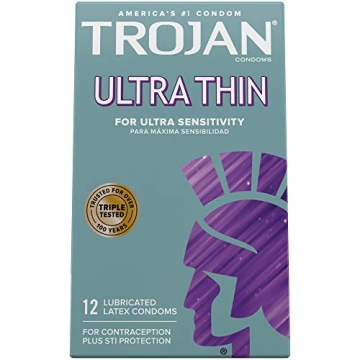 Trojan Ultra Thin Premium Condoms 12 Count for Intimacy