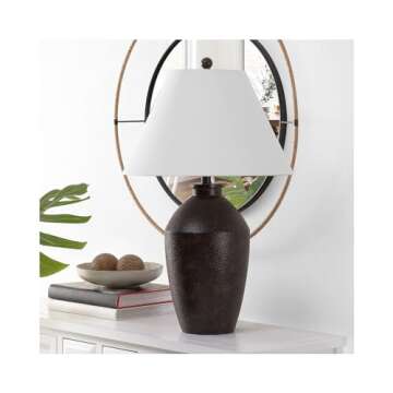 SAFAVIEH Lighting Collection Rani Modern Rustic Farmhouse Brown 30-inch Bedroom Living Room Home Off...