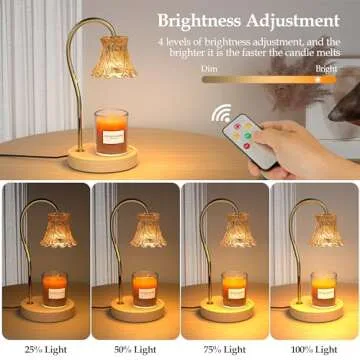 Touch Control Candle Warmer Lamp, Wireless Remote Candle Lamp with Timer & Dimmer, Wax Warmer for Scented Wax Compatible with Yankee Candle Large Jar, Electric Candle Warmer with 2 Bulbs