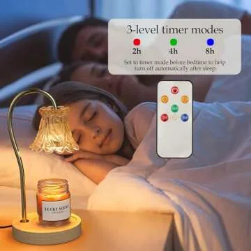 Touch Control Candle Warmer Lamp, Wireless Remote Candle Lamp with Timer & Dimmer, Wax Warmer for Scented Wax Compatible with Yankee Candle Large Jar, Electric Candle Warmer with 2 Bulbs