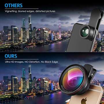 (New) Phone Camera Lens, 0.6X Super Wide Angle Lens, 15X Macro Lens, 2 in 1 Clip-On Cell Phone Lens Attachment Kit for iPhone, Samsung, Other Smartphones
