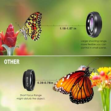 (New) Phone Camera Lens, 0.6X Super Wide Angle Lens, 15X Macro Lens, 2 in 1 Clip-On Cell Phone Lens Attachment Kit for iPhone, Samsung, Other Smartphones
