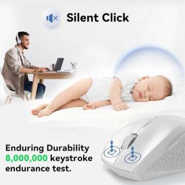 TECKNET Wireless Mouse, 2.4G USB Computer Mouse with 6-Level Adjustable 4800 DPI, 30 Months Battery,...