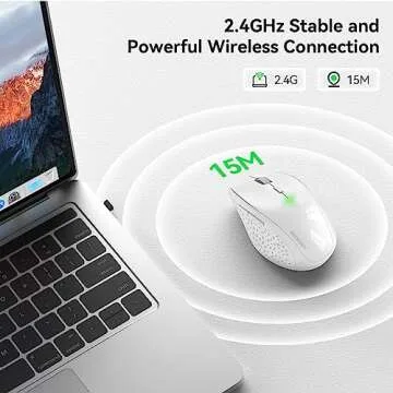 TECKNET Wireless Mouse, 2.4G USB Computer Mouse with 6-Level Adjustable 4800 DPI, 30 Months Battery, Ergonomic Grips, 6 Buttons Portable for PC, Chromebook, Mac - White