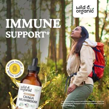 Wild & Organic Chaga Mushroom Drops - Immune Support with Chaga Extract - Liquid Mushroom Supplement...