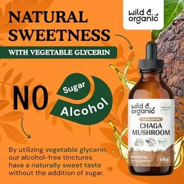 Wild & Organic Chaga Mushroom Drops - Immune Support with Chaga Extract - Liquid Mushroom Supplement for Immunity - Vegan, Sugar & Alcohol-Free Tincture - 4 fl oz