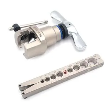 HANSUM Brake Line Flaring Tool Kit Swaging HVAC Pipe Expander Repair Eccentric Cone Refrigeration for Brass Copper Tube 45 Degree (Brake Flaring Tool)