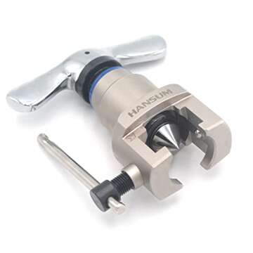 HANSUM Brake Line Flaring Tool Kit Swaging HVAC Pipe Expander Repair Eccentric Cone Refrigeration for Brass Copper Tube 45 Degree (Brake Flaring Tool)